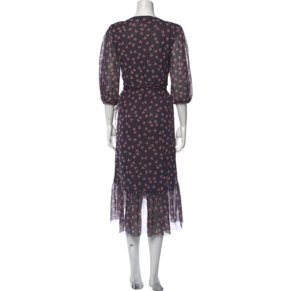 $290 GANNI Tilden Mesh Eclipse Floral Print Midi Length Dress - 38 (US 6) - Picture 5 of 9